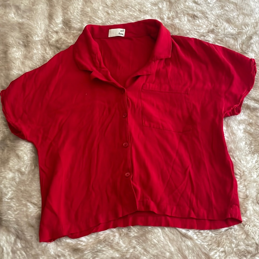 Wilfred Free Red Button Down Crop - image 1